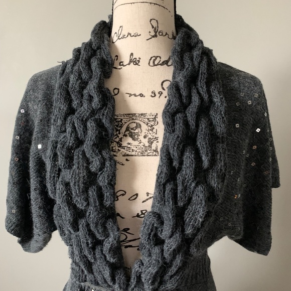 Grey Sequinned Knit Cardigan - Picture 6 of 9